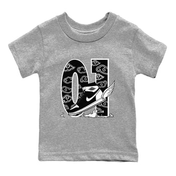 1s Black White shirt to match jordans Fly To The Clouds sneaker tees Air Jordan 1 Retro Black White SNRT sneaker release tees baby toddler Heather Grey 2 cotton Shirt