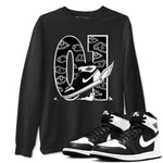 1s Black White shirt to match jordans Fly To The Clouds sneaker tees Air Jordan 1 Retro Black White SNRT sneaker Release Tees unisex cotton Black 1 crew neck shirt