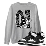 1s Black White shirt to match jordans Fly To The Clouds sneaker tees Air Jordan 1 Retro Black White SNRT sneaker Release Tees unisex cotton Heather Grey 1 crew neck shirt