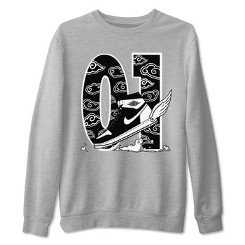 1s Black White shirt to match jordans Fly To The Clouds sneaker tees Air Jordan 1 Retro Black White SNRT sneaker Release Tees unisex cotton Heather Grey 2 crew neck shirt
