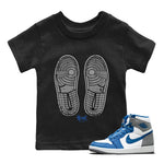 Jordan 1 True Blue Sneaker Match Tees Footprint Sneaker Tees Jordan 1 True Blue Sneaker Release Tees Kids Shirts