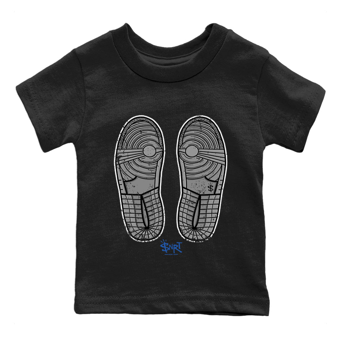 Jordan 1 True Blue Sneaker Match Tees Footprint Sneaker Tees Jordan 1 True Blue Sneaker Release Tees Kids Shirts