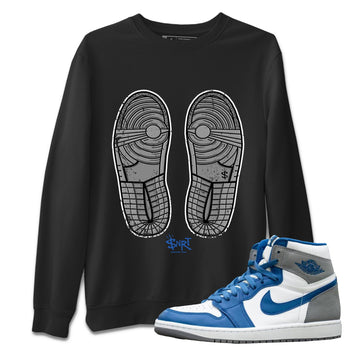 Jordan 1 True Blue Sneaker Match Tees Footprint Sneaker Tees Jordan 1 True Blue Sneaker Release Tees Unisex Shirts