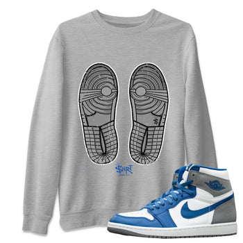 Jordan 1 True Blue Sneaker Match Tees Footprint Sneaker Tees Jordan 1 True Blue Sneaker Release Tees Unisex Shirts