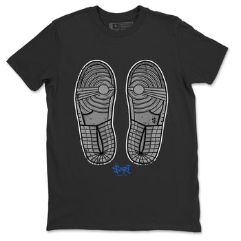 Jordan 1 True Blue Sneaker Match Tees Footprint Sneaker Tees Jordan 1 True Blue Sneaker Release Tees Unisex Shirts