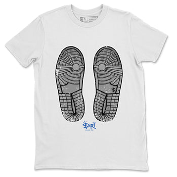 Jordan 1 True Blue Sneaker Match Tees Footprint Sneaker Tees Jordan 1 True Blue Sneaker Release Tees Unisex Shirts