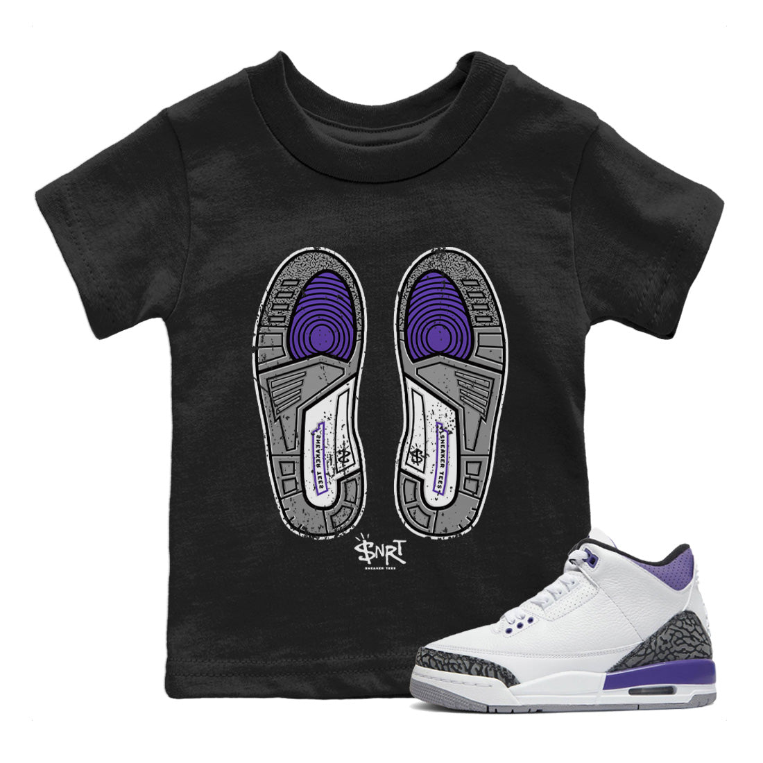 Jordan 3 Dark Iris Sneaker Match Tees Footprint Sneaker Tees Jordan 3 Dark Iris Sneaker Release Tees Kids Shirts