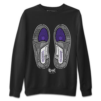 Jordan 3 Dark Iris Sneaker Match Tees Footprint Sneaker Tees Jordan 3 Dark Iris Sneaker Release Tees Unisex Shirts
