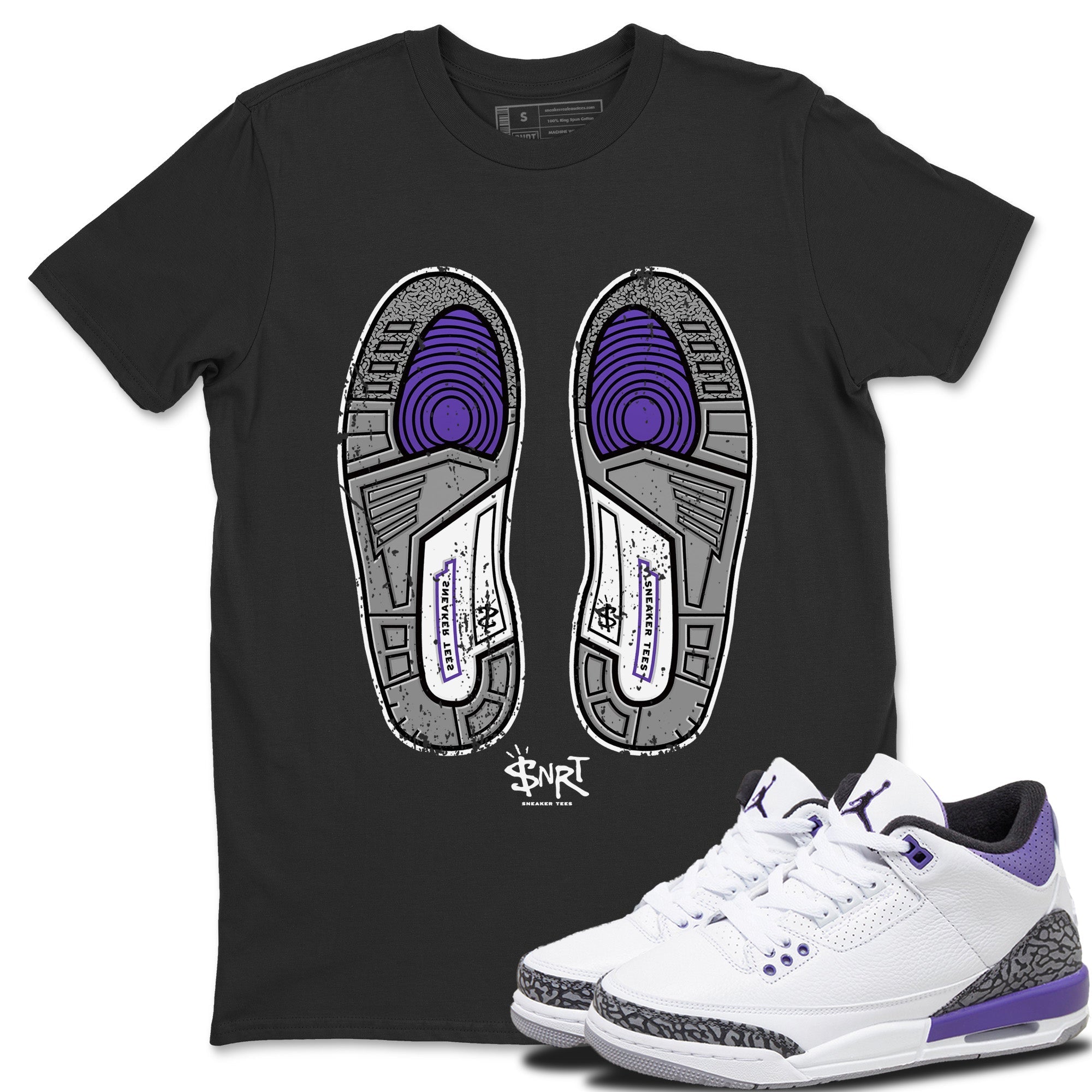 Jordan 3 Dark Iris Sneaker Match Tees Footprint Sneaker Tees Jordan 3 Dark Iris Sneaker Release Tees Unisex Shirts