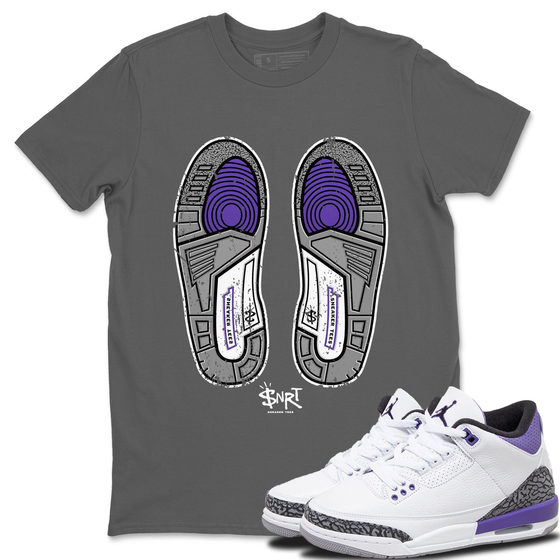 Jordan 3 Dark Iris Sneaker Match Tees Footprint Sneaker Tees Jordan 3 Dark Iris Sneaker Release Tees Unisex Shirts