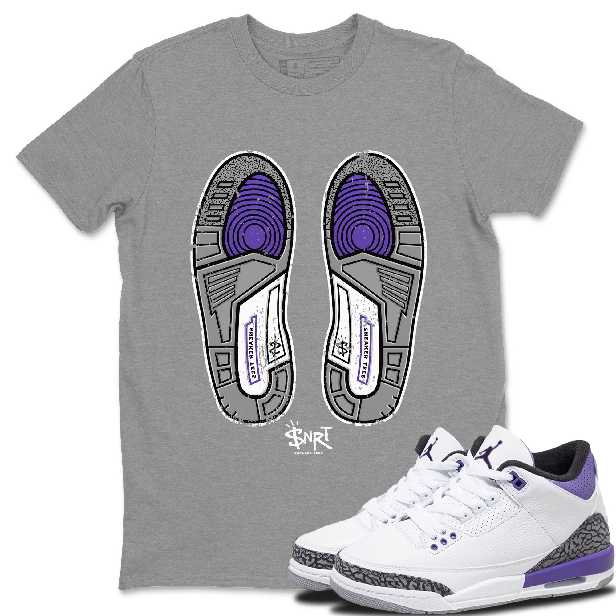 Jordan 3 Dark Iris Sneaker Match Tees Footprint Sneaker Tees Jordan 3 Dark Iris Sneaker Release Tees Unisex Shirts