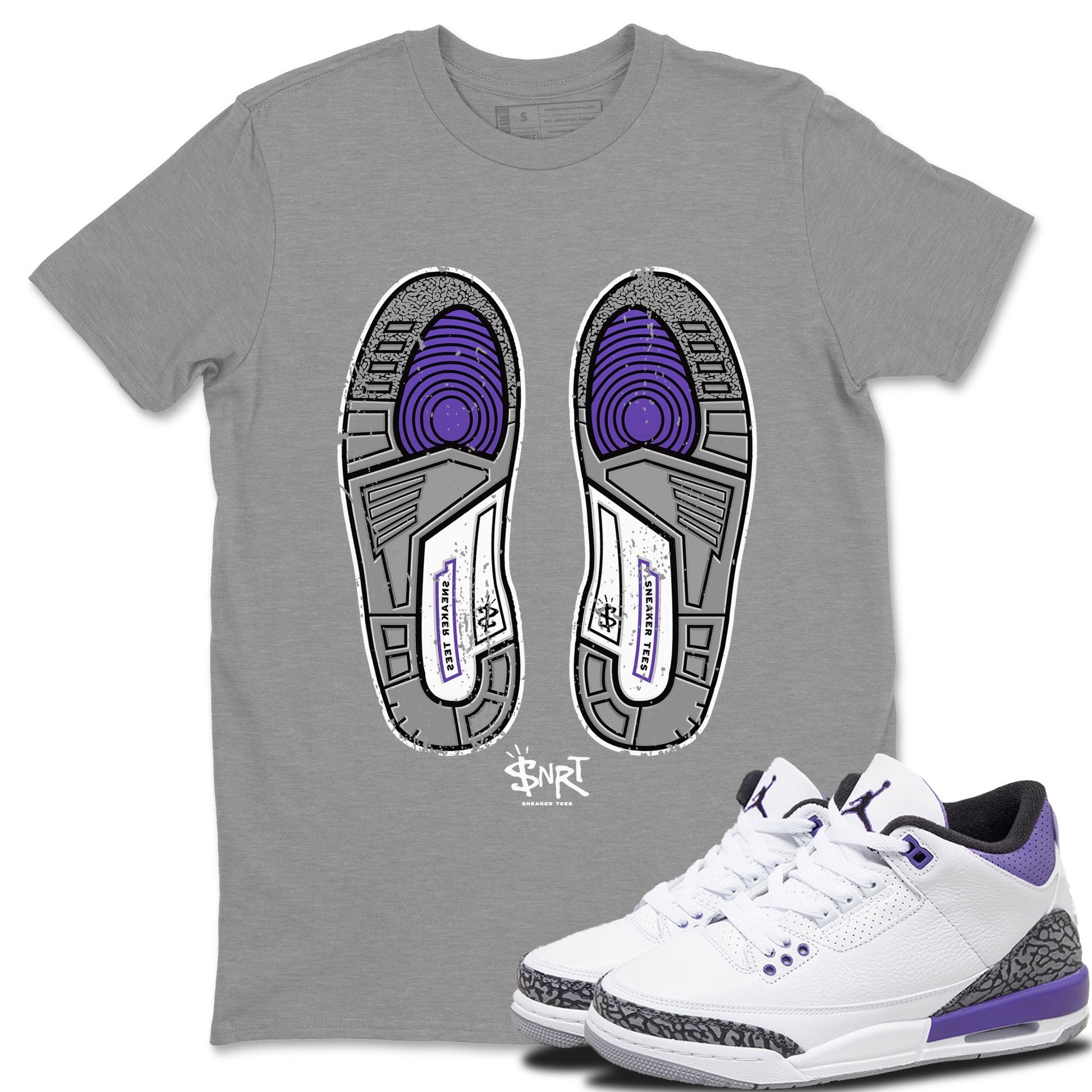 Jordan 3 Dark Iris Sneaker Match Tees Footprint Sneaker Tees Jordan 3 Dark Iris Sneaker Release Tees Unisex Shirts