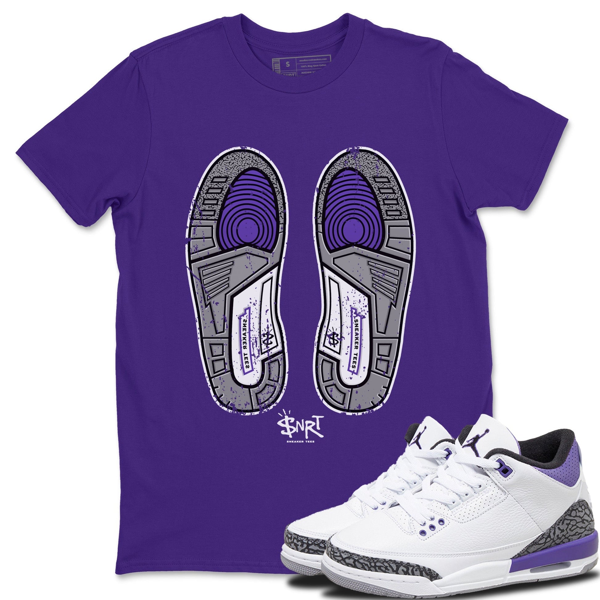 Jordan 3 Dark Iris Sneaker Match Tees Footprint Sneaker Tees Jordan 3 Dark Iris Sneaker Release Tees Unisex Shirts