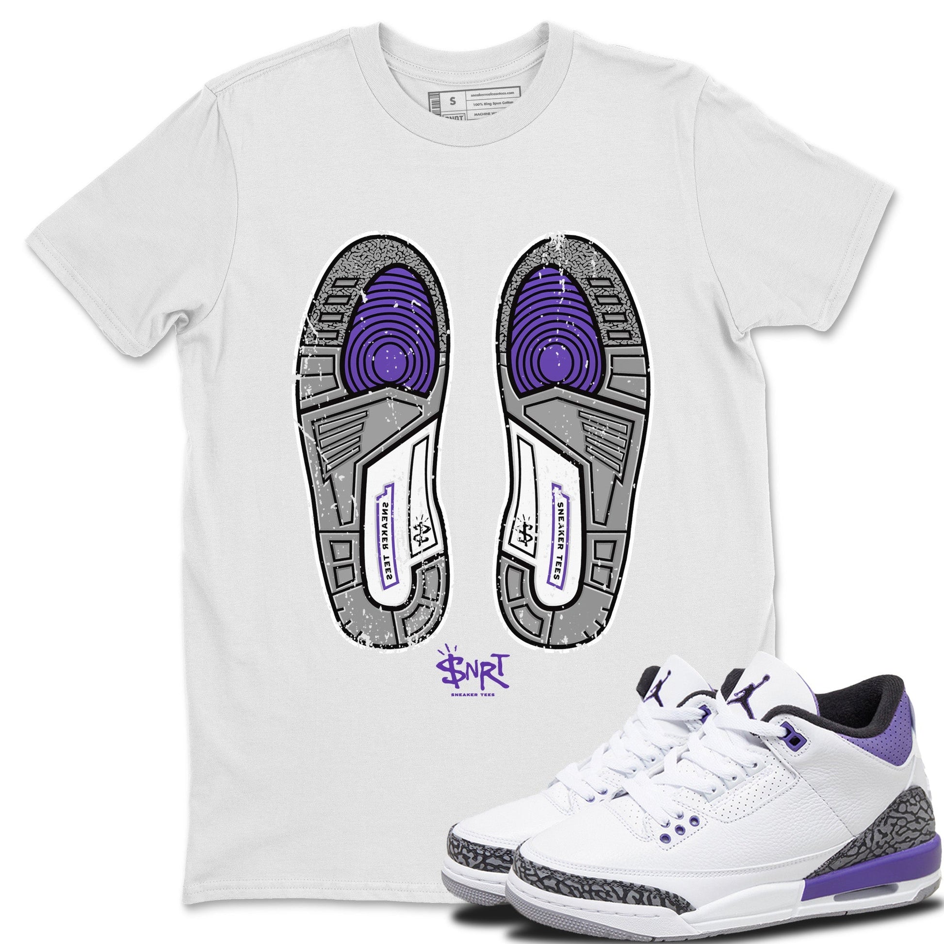 Jordan 3 Dark Iris Sneaker Match Tees Footprint Sneaker Tees Jordan 3 Dark Iris Sneaker Release Tees Unisex Shirts