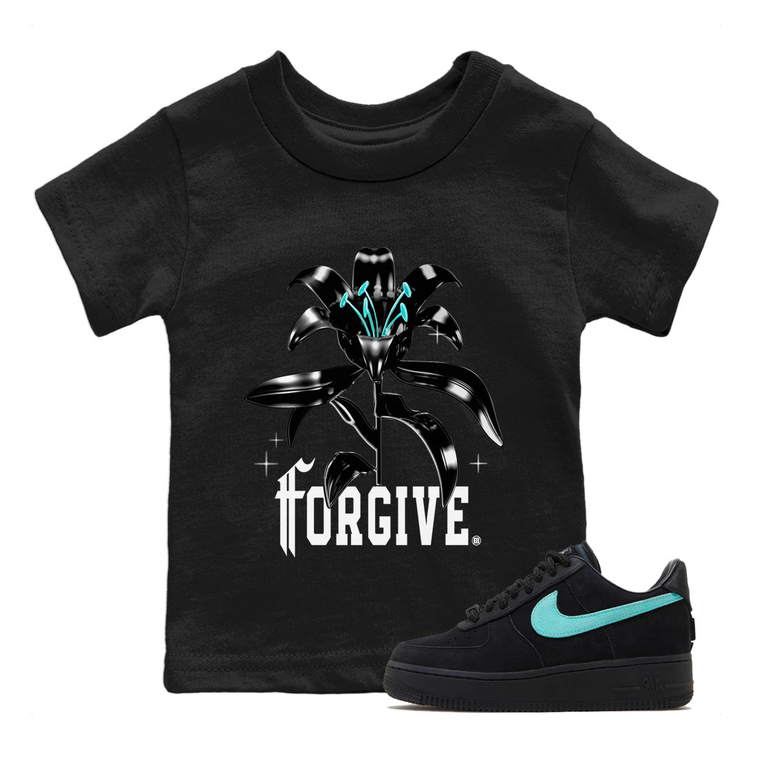 Air Force 1 Tiffany Sneaker Match Tees Forgive Sneaker Tees Air Force 1 Low x Tiffany & Co Sneaker Release Tees Kids Shirts Black 1