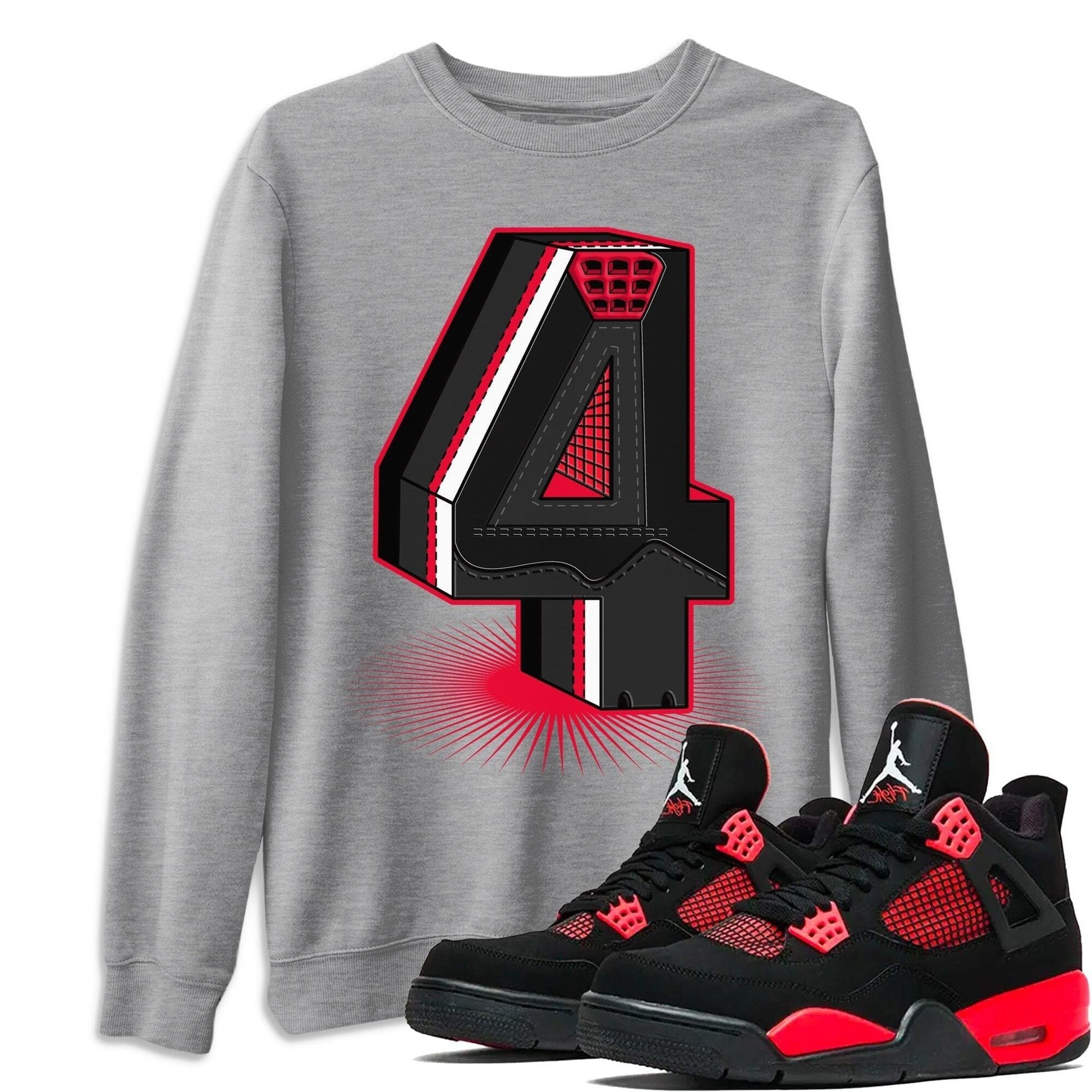 Jordan 4 Red Thunder Sneaker Match Tees Four Statue Sneaker Tees Jordan 4 Red Thunder Sneaker Release Tees Unisex Shirts