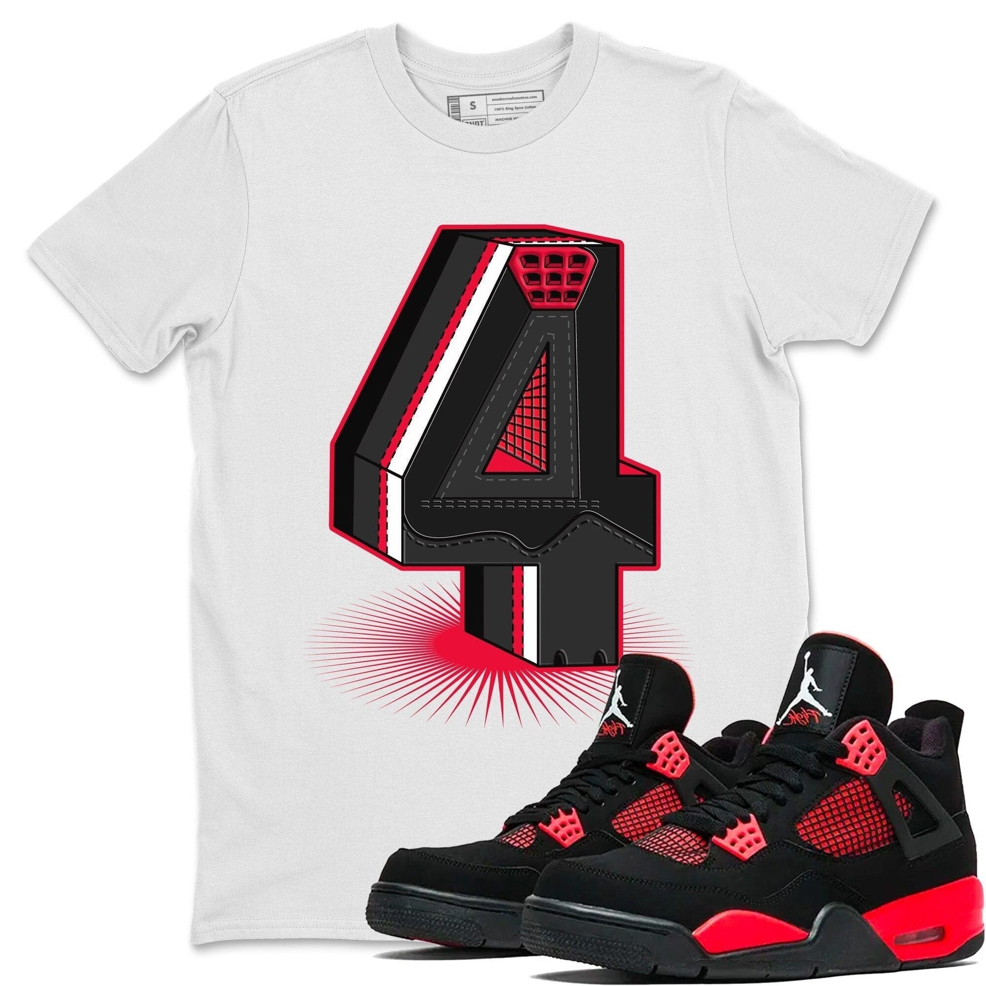 Jordan 4 Red Thunder Sneaker Match Tees Four Statue Sneaker Tees Jordan 4 Red Thunder Sneaker Release Tees Unisex Shirts