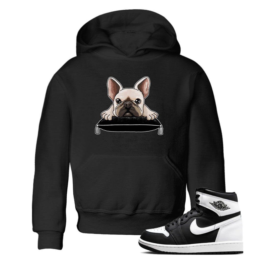 1s Black White shirt to match jordans French Bulldog sneaker tees Air Jordan 1 Black White SNRT sneaker release tees baby toddler Black 1 cotton Shirt