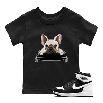 1s Black White shirt to match jordans French Bulldog sneaker tees Air Jordan 1 Black White SNRT sneaker release tees baby toddler Black 1 cotton Shirt