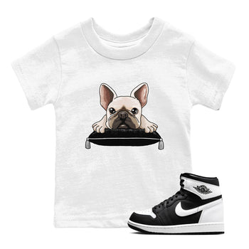 1s Black White shirt to match jordans French Bulldog sneaker tees Air Jordan 1 Black White SNRT sneaker release tees baby toddler White 1 cotton Shirt