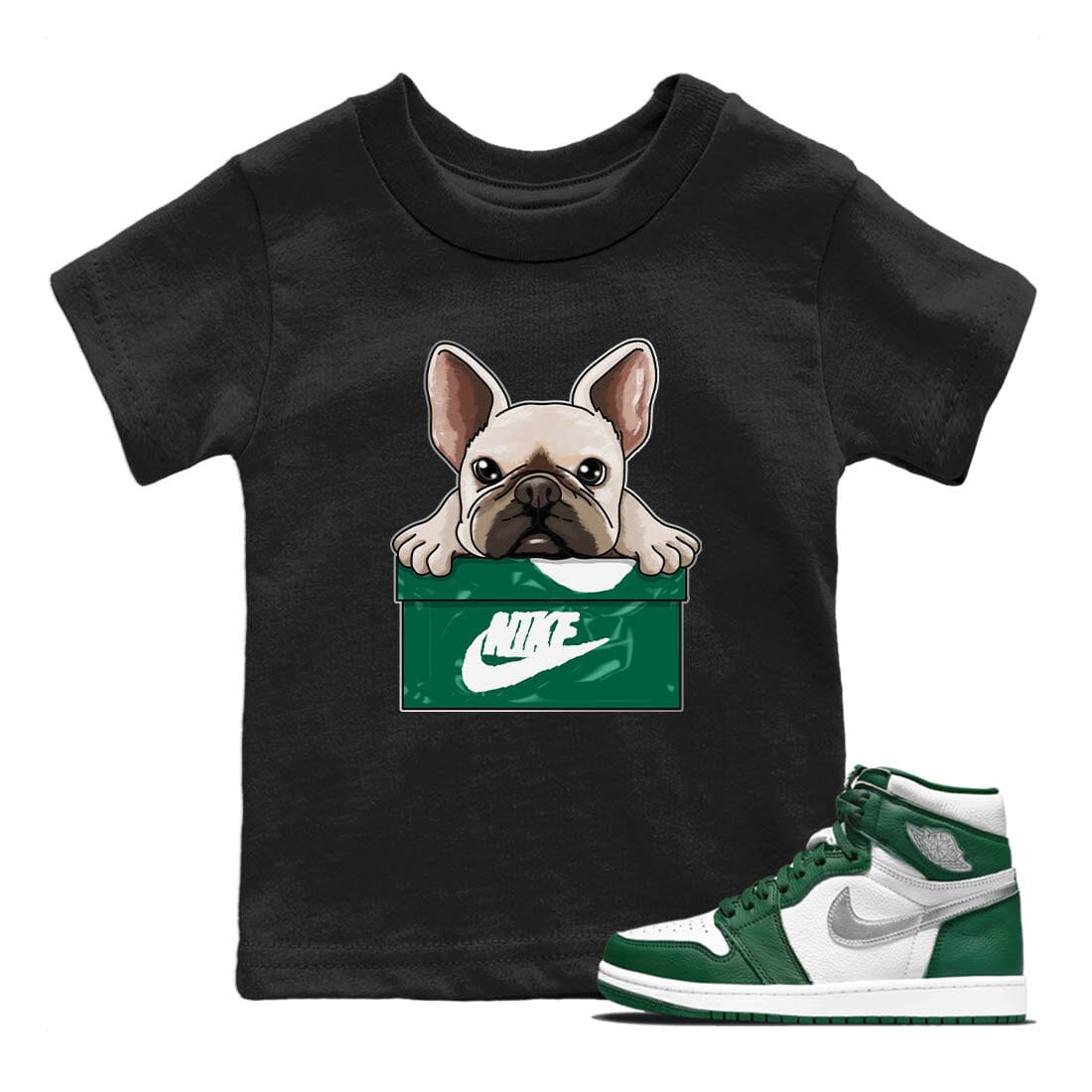 Jordan 1 Gorge Green Sneaker Match Tees French Bulldog Sneaker Tees Jordan 1 Gorge Green Sneaker Release Tees Kids Shirts