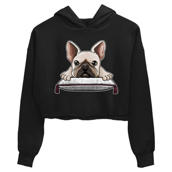 AJ1 Metalic Burgundy shirt to match jordans French Bulldog sneaker tees Air Jordan 1 Metalic Burgundy SNRT Sneaker Release Tees Black 2 crop length shirt