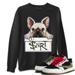 Air Jordan 1 Travis Scott Olive French Bulldog Crew Neck Sneaker Tees AJ1 Travis Scott Olive Sneaker T-Shirts Size Chart