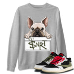 Air Jordan 1 Travis Scott Olive French Bulldog Crew Neck Sneaker Tees AJ1 Travis Scott Olive Sneaker T-Shirts Washing and Care Tip