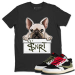 Air Jordan 1 Travis Scott Olive Sneaker Match Tees French Bulldog Sneaker Tees AJ1 Travis Scott Olive Sneaker Release Tees Unisex Shirts Black 1