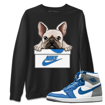Jordan 1 True Blue Sneaker Match Tees French Bulldog Sneaker Tees Jordan 1 True Blue Sneaker Release Tees Unisex Shirts