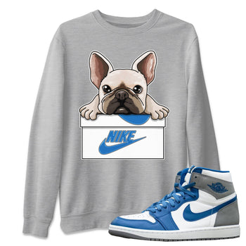 Jordan 1 True Blue Sneaker Match Tees French Bulldog Sneaker Tees Jordan 1 True Blue Sneaker Release Tees Unisex Shirts