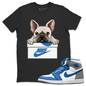 Jordan 1 True Blue Sneaker Match Tees French Bulldog Sneaker Tees Jordan 1 True Blue Sneaker Release Tees Unisex Shirts