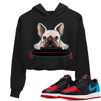 Air Jordan 1 Low UNC to Chicago shirt to match jordans French Bulldog sneaker tees Air Jordan 1 UNC to Chicago SNRT Sneaker Release Tees Black 1 Crop T-Shirt