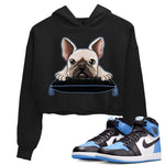 Air Jordan 1 Retro High OG University Blue shirt to match jordans French Bulldog sneaker tees Air Jordan 1 UNC Toe SNRT Sneaker Release Tees Black 1 Crop T-Shirt