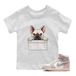 Air Jordan 1 Washed Pink Sneaker Match Tees French Bulldog Sneaker Tees AJ1 Washed Pink Sneaker Release Tees Kids Shirts White 1