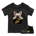 Jordan 12 Black Taxi Sneaker Match Tees French Bulldog Sneaker Tees Jordan 12 Black Taxi Sneaker Release Tees Kids Shirts