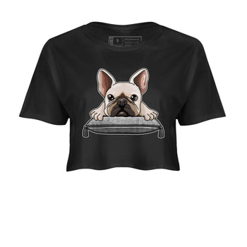 AJ4 Frozen Moments shirt to match jordans French Bulldog sneaker tees Crew Neck AJ4 Frozen Moments SNRT Sneaker Release Tees Black 2 Crop T-Shirt