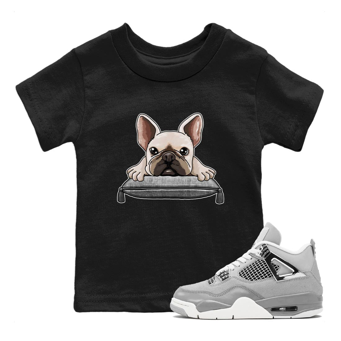AJ4 Frozen Moments shirt to match jordans French Bulldog sneaker tees Crew Neck AJ4 Frozen Moments SNRT Sneaker Release Tees Baby Toddler Black 1 T-Shirt