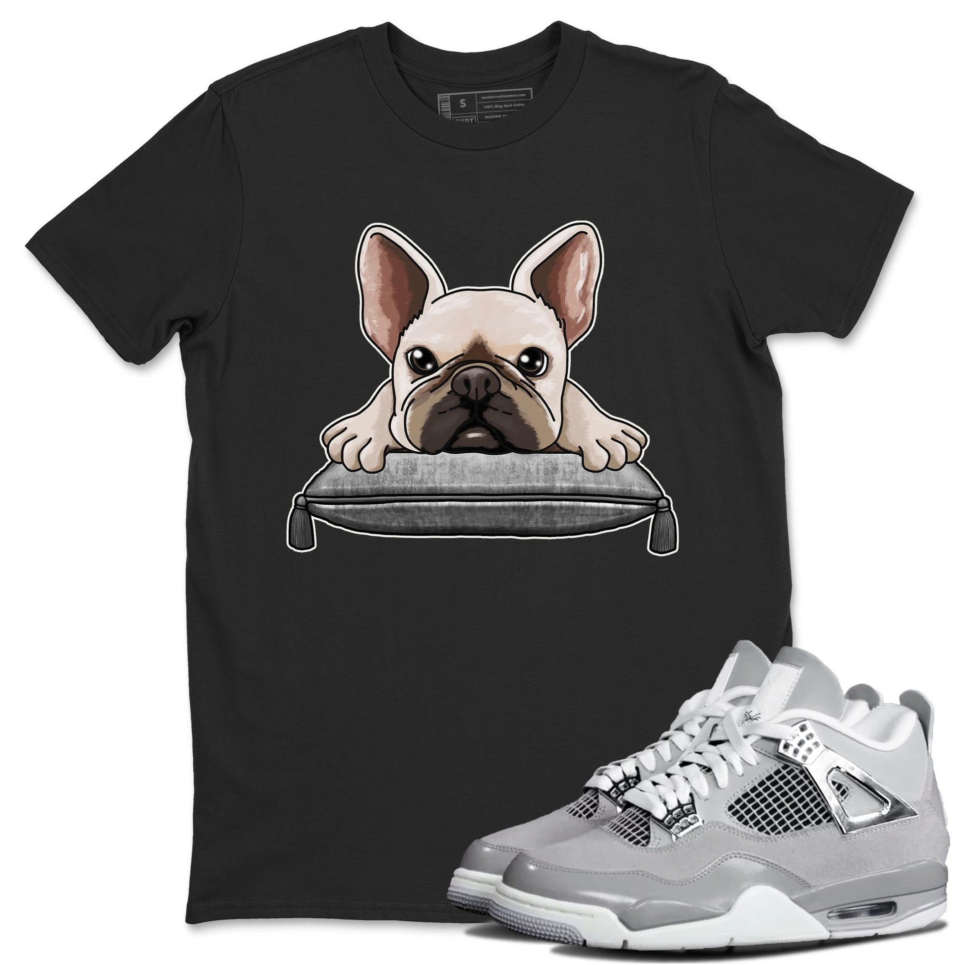 AJ4 Frozen Moments shirt to match jordans French Bulldog sneaker tees Crew Neck AJ4 Frozen Moments SNRT Sneaker Release Tees Unisex Casual Shirts Black 1 T-Shirt
