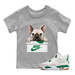 Jordan 4 Pine Green SB Sneaker Match Tees French Bulldog Sneaker Tees 4s Pine Green Nike SB Sneaker Tees Sneaker Release Shirts Kids Shirts Heather Grey 1
