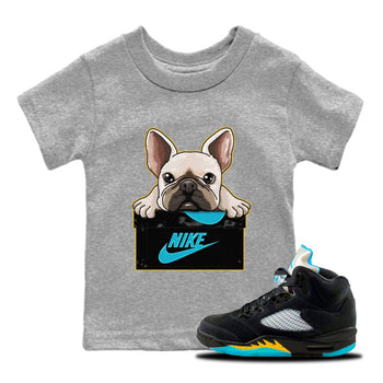 Jordan 5 Aqua Sneaker Match Tees French Bulldog Sneaker Tees Jordan 5 Aqua Sneaker Release Tees Kids Shirts