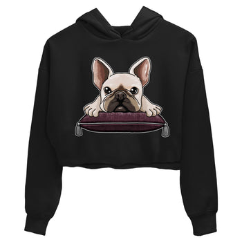 Jordan 5 Burgundy shirt to match jordans French Bulldog sneaker tees Crew Neck AJ5 Burgundy SNRT Sneaker Release Tees Black 2 Crop T-Shirt