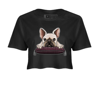 Jordan 5 Burgundy shirt to match jordans French Bulldog sneaker tees Crew Neck AJ5 Burgundy SNRT Sneaker Release Tees Black 2 Crop T-Shirt
