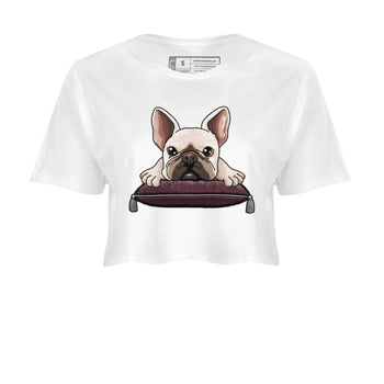 Jordan 5 Burgundy shirt to match jordans French Bulldog sneaker tees Crew Neck AJ5 Burgundy SNRT Sneaker Release Tees White 2 Crop T-Shirt