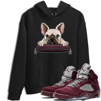 Jordan 5 Burgundy shirt to match jordans French Bulldog sneaker tees Crew Neck AJ5 Burgundy SNRT Sneaker Release Tees Unisex Casual Shirts Black 1 T-Shirt