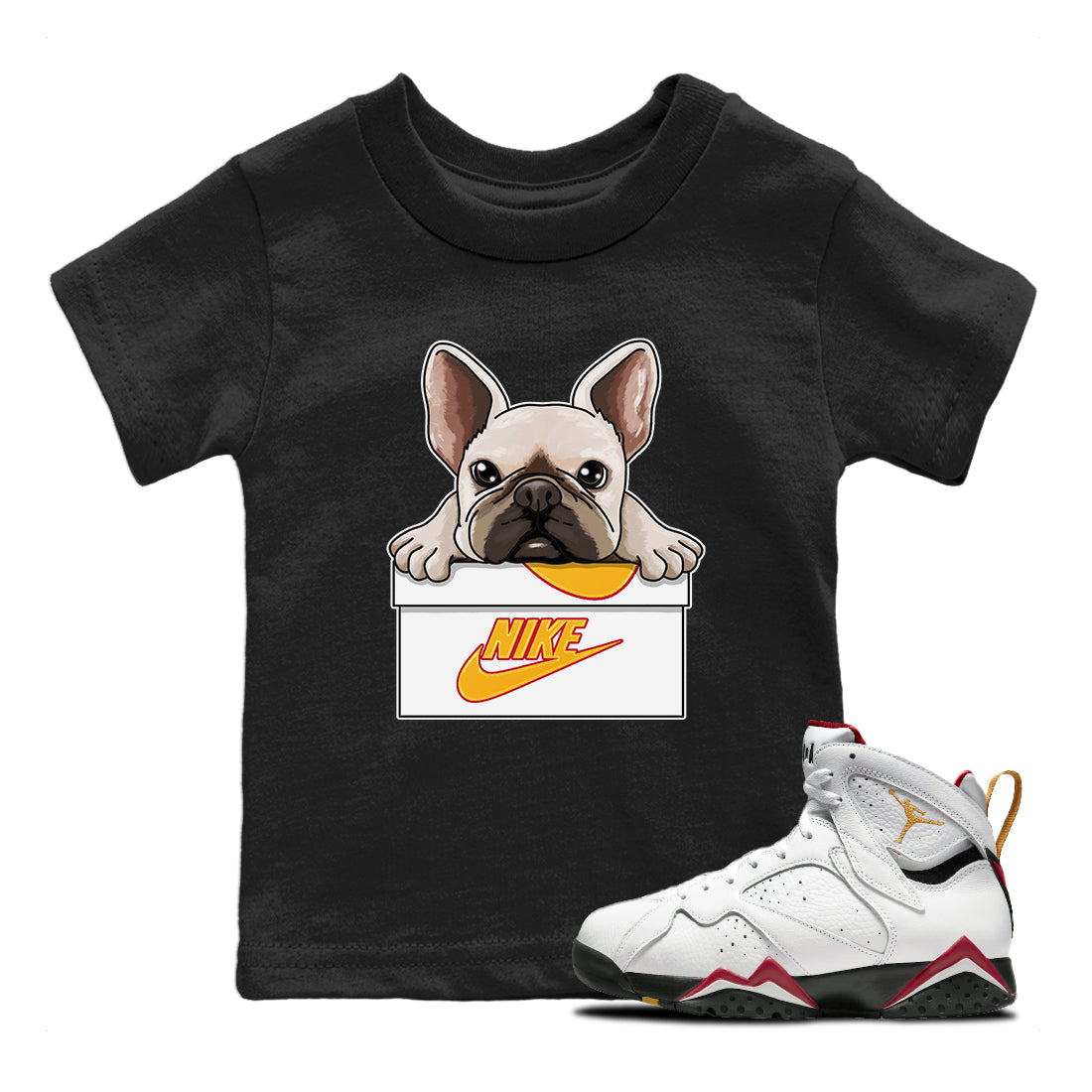 Jordan 7 Cardinal Sneaker Match Tees French Bulldog Sneaker Tees Jordan 7 Cardinal Sneaker Release Tees Kids Shirts