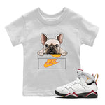 Jordan 7 Cardinal Sneaker Match Tees French Bulldog Sneaker Tees Jordan 7 Cardinal Sneaker Release Tees Kids Shirts