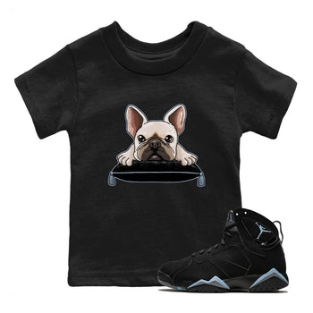 Air Jordan 7 Chambray shirt to match jordans French Bulldog sneaker tees AJ7 Chambray SNRT Sneaker Release Tees Baby Toddler Black 1 T-Shirt