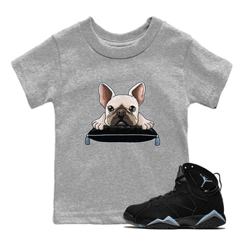 Air Jordan 7 Chambray shirt to match jordans French Bulldog sneaker tees AJ7 Chambray SNRT Sneaker Release Tees Baby Toddler Heather Grey 1 T-Shirt