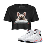 Air Jordan 7 White Infrared shirt to match jordans French Bulldog sneaker tees White Infrared 7s SNRT Sneaker Release Tees Black 1 Crop T-Shirt